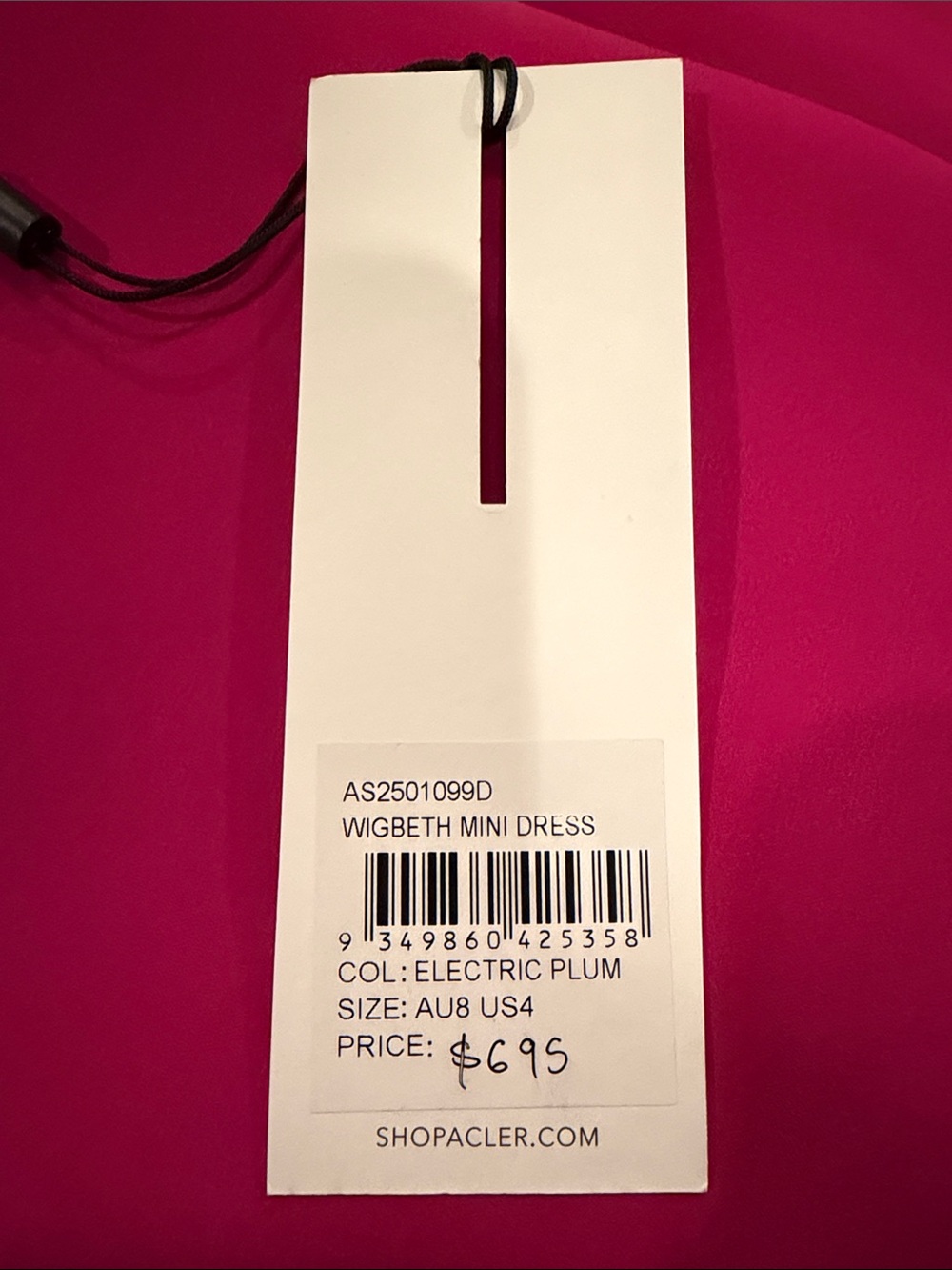 Acler Fuchsia Sculpted One-Shoulder Mini Dress - Picture 2 of 4